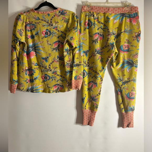 SUNDANCE 100% COTTON MULTI COLORED PAISLEY FLORAL THERMAL STYLE WOMEN’S PJS MED - Picture 3 of 11